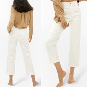 EVERLANE The Straight Leg In Bone Organic Cotton High-Rise Pants Women's Size 4
